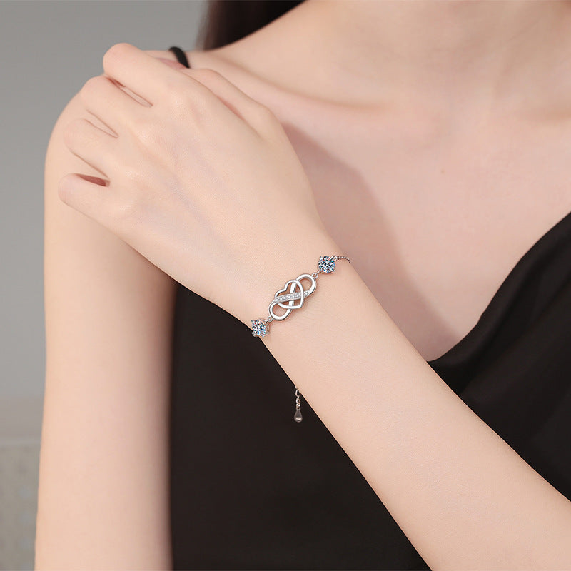 [Favorite]DOUBLE-STONE "LOVE LINK" MOISSANITE BRACELET