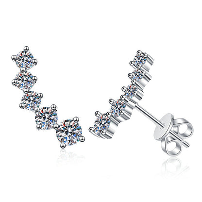 [Favorite]SPARKLING SMILE ARC MOISSANITE STUD EARRINGS