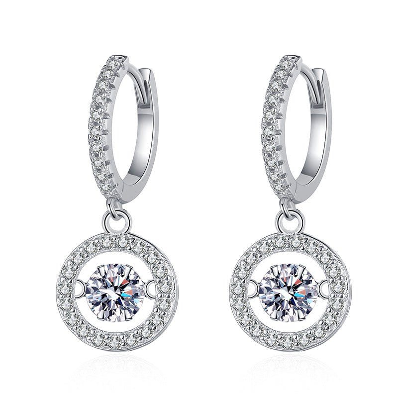 [Favorite]DANCING MOISSANITE HALO DROP HOOP EARRINGS