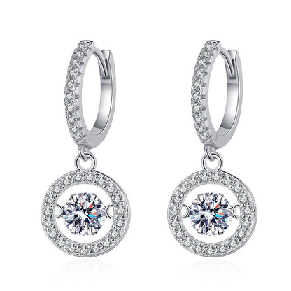 [Favorite]DANCING MOISSANITE HALO DROP HOOP EARRINGS
