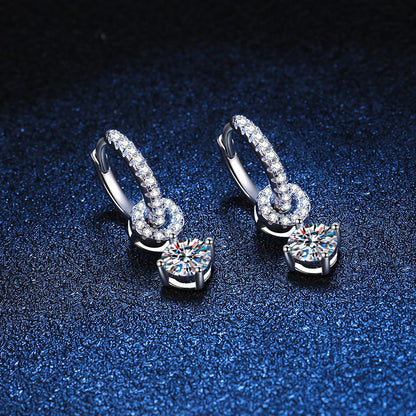 [Favorite]INTERLOCKING DOUBLE RING MOISSANITE DROP EARRINGS