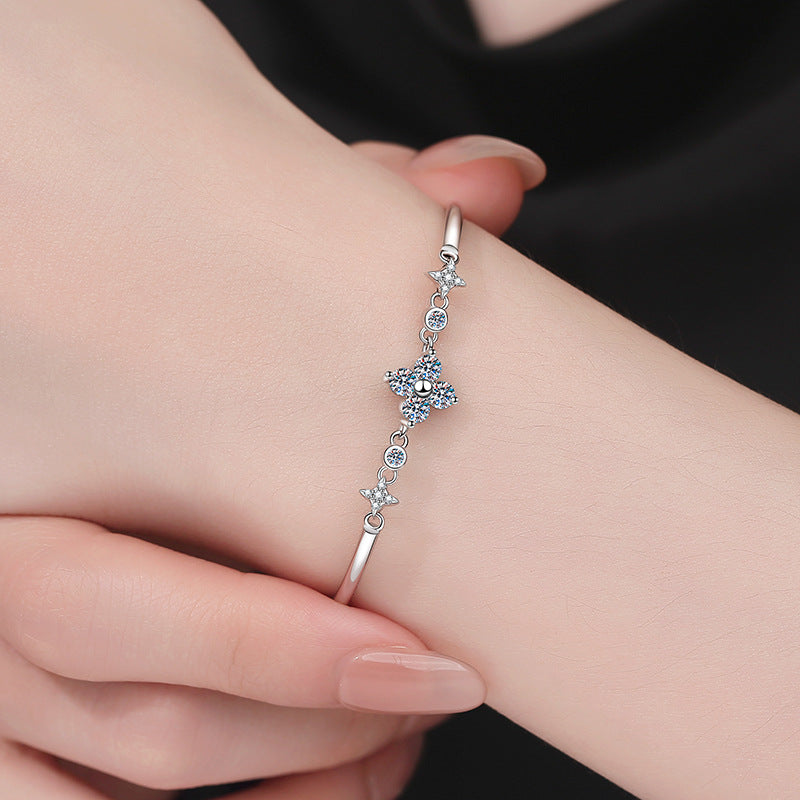 [Favorite]CLOVER & TWIN-STAR MOISSANITE BRACELET