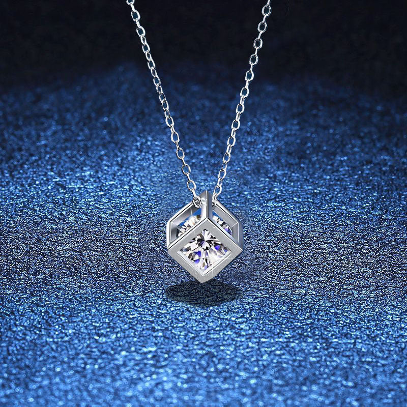 [Favorite]GEOMETRIC SUGAR-CUBE MOISSANITE NECKLACE