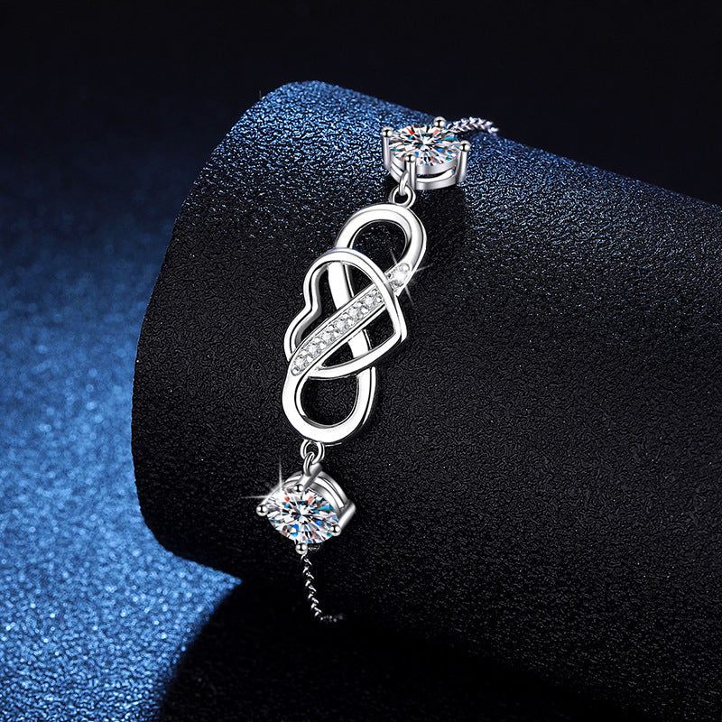 [Favorite]DOUBLE-STONE "LOVE LINK" MOISSANITE BRACELET