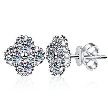 [Favorite]ELEGANT FOUR-LEAF CLOVER MOISSANITE STUD EARRINGS