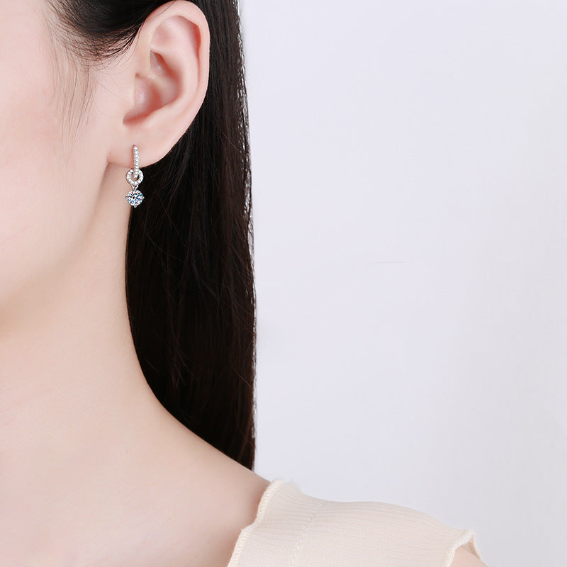 [Favorite]INTERLOCKING DOUBLE RING MOISSANITE DROP EARRINGS