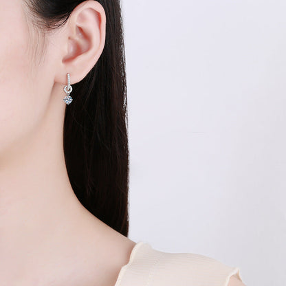 [Favorite]INTERLOCKING DOUBLE RING MOISSANITE DROP EARRINGS
