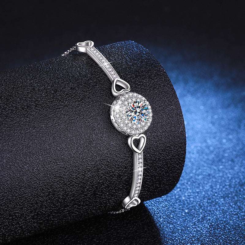 [Favorite]INTERLOCKING HEART & CIRCLE MOISSANITE BRACELET