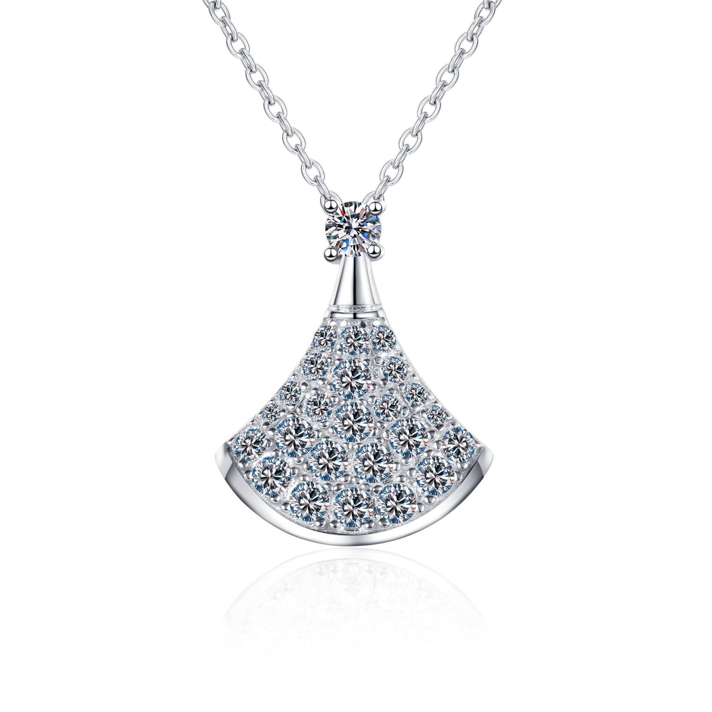[Favorite]ELEGANT FAN-SHAPED MOISSANITE PENDANT NECKLACE