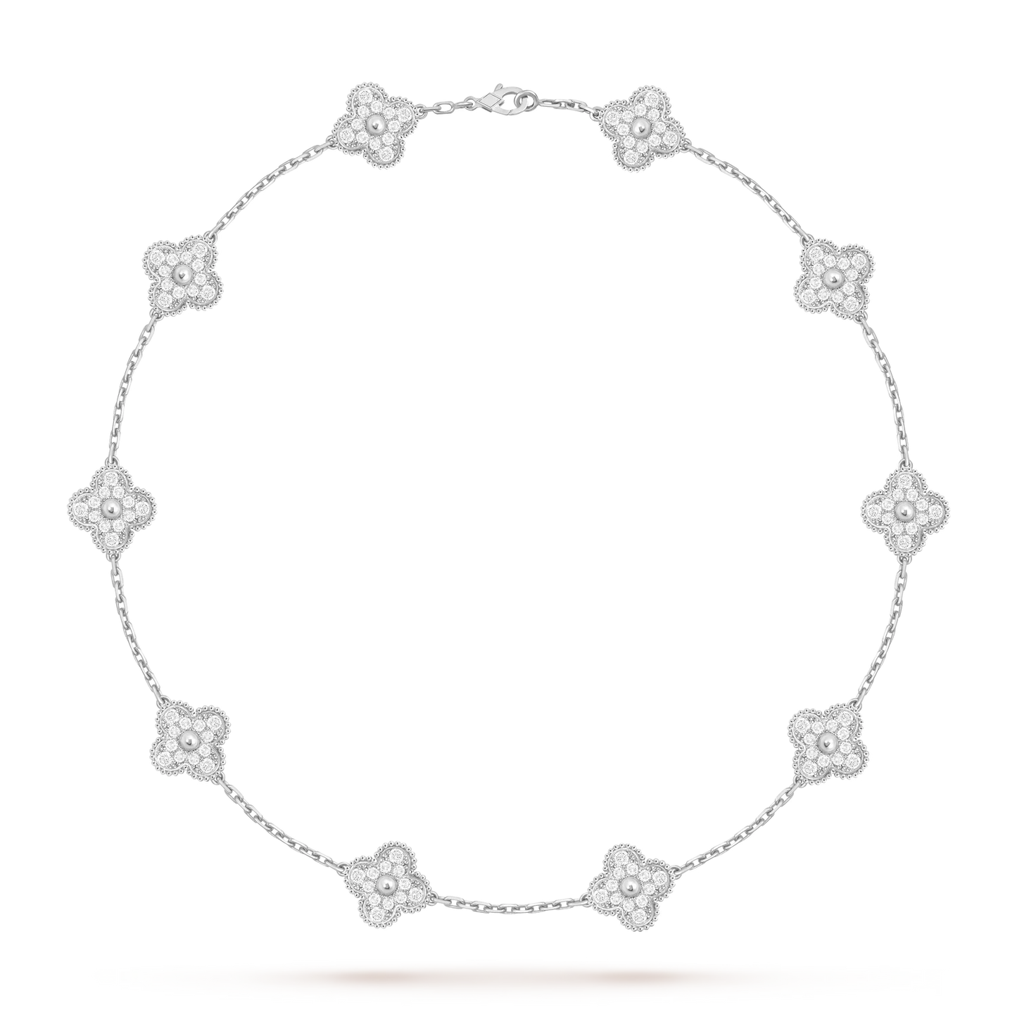 [Favorite]KLASSISCHE GLÜCKLICHE 10-MOTIV-KLEE-HALSKETTE WEISSGOLD-KOLLEKTION