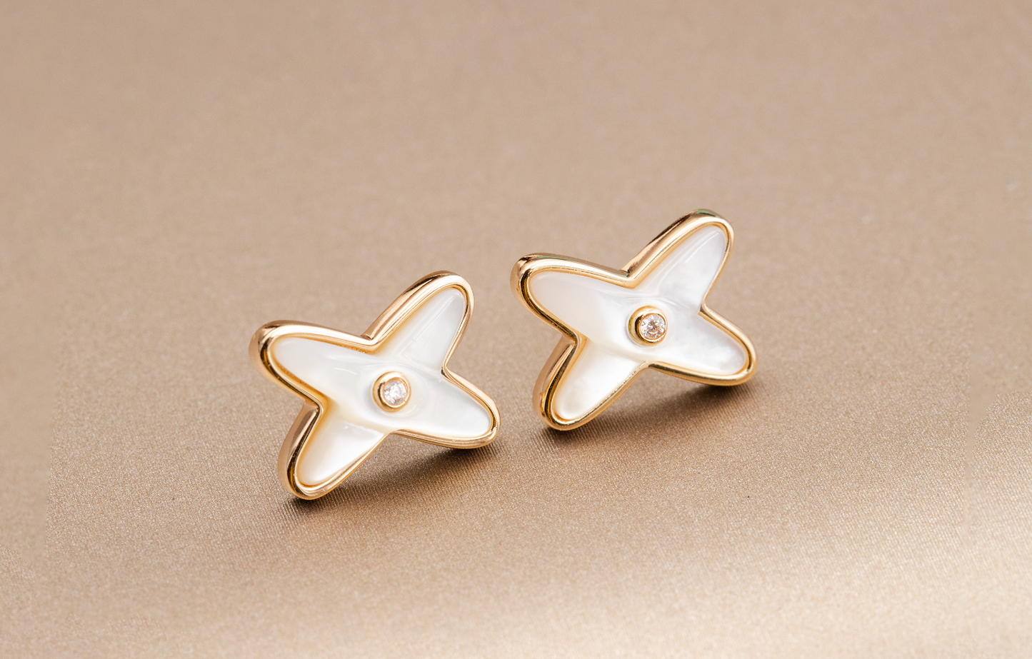 [Favorite]JEUX DE WHITE MOP ROSE GOLD DIAMOND EARRINGS