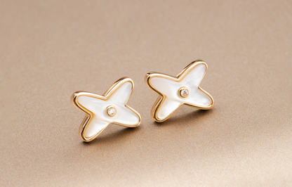 [Favorite]JEUX DE WHITE MOP ROSE GOLD DIAMOND EARRINGS