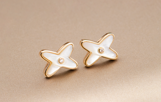 [Favorite]JEUX DE WHITE MOP ROSE GOLD DIAMOND EARRINGS
