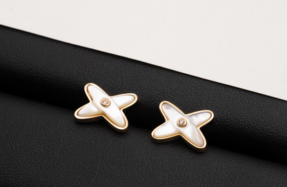 [Favorite]JEUX DE WHITE MOP ROSE GOLD DIAMOND EARRINGS