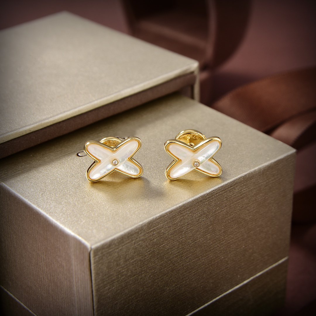 [Favorite]JEUX DE WHITE MOP GOLD DIAMOND EARRINGS