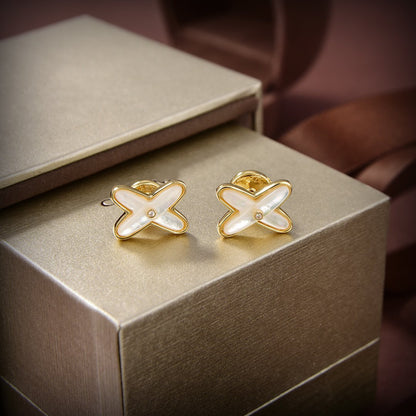 [Favorite]JEUX DE WHITE MOP GOLD DIAMOND EARRINGS