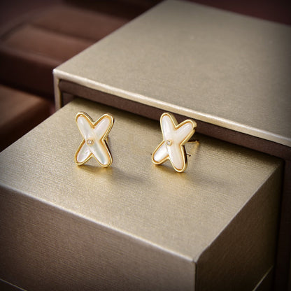 [Favorite]JEUX DE WHITE MOP GOLD DIAMOND EARRINGS