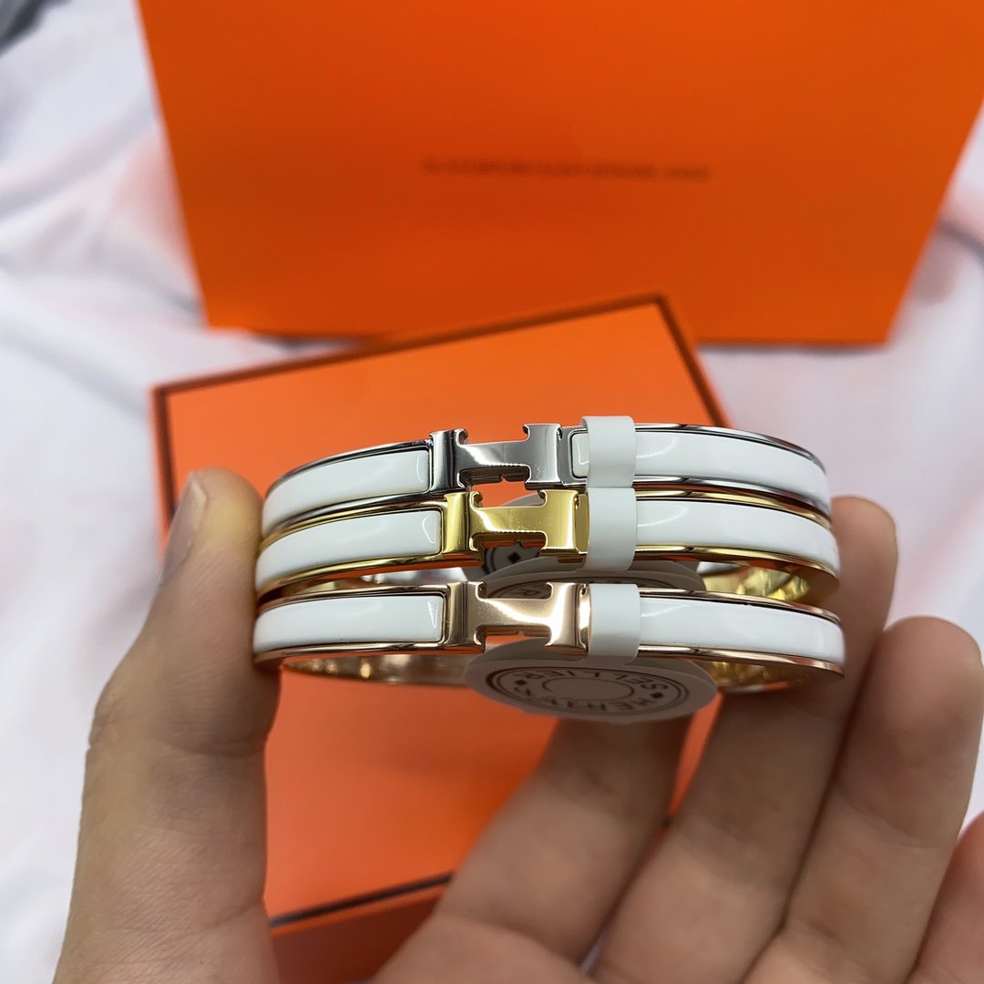 [Favorit]KLASSISCHES HM CLIC WEISSES 8MM EMAILLE ARMBAND