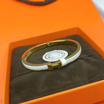 [Favorit]KLASSISCHES HM CLIC WEISSES 8MM EMAILLE ARMBAND