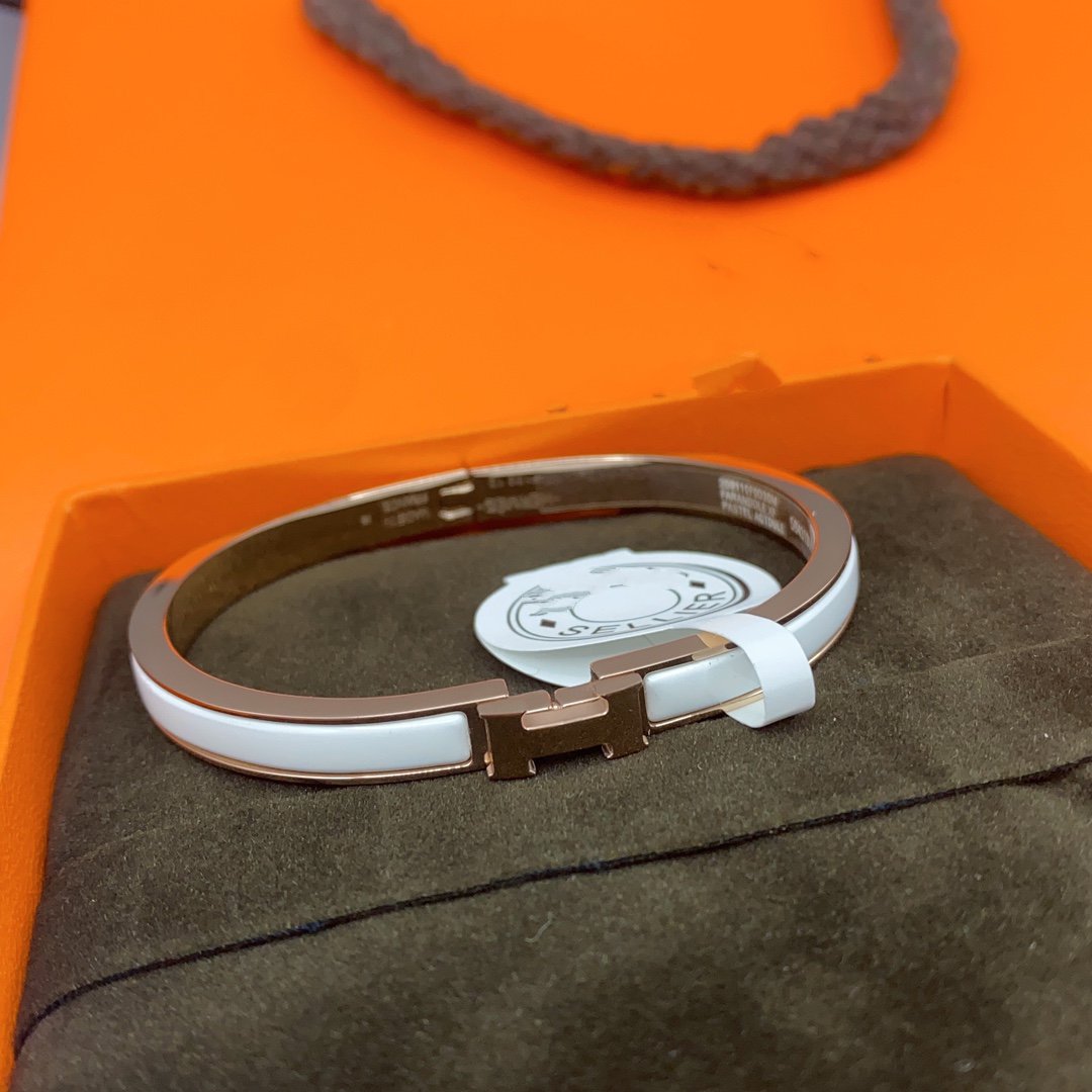 [Favorit]KLASSISCHES HM CLIC WEISSES 8MM EMAILLE ARMBAND