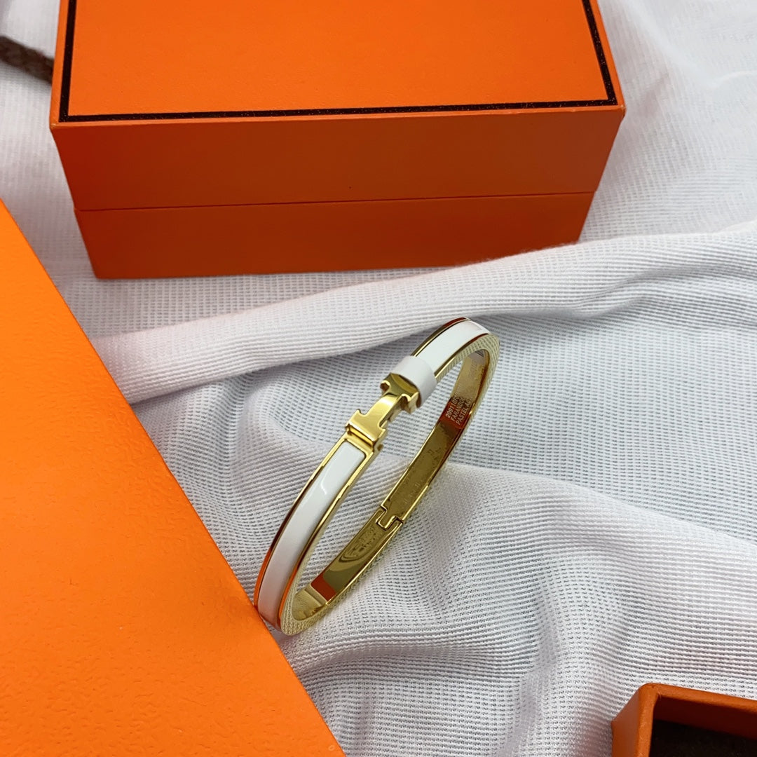 [Favorit]KLASSISCHES HM CLIC WEISSES 8MM EMAILLE ARMBAND
