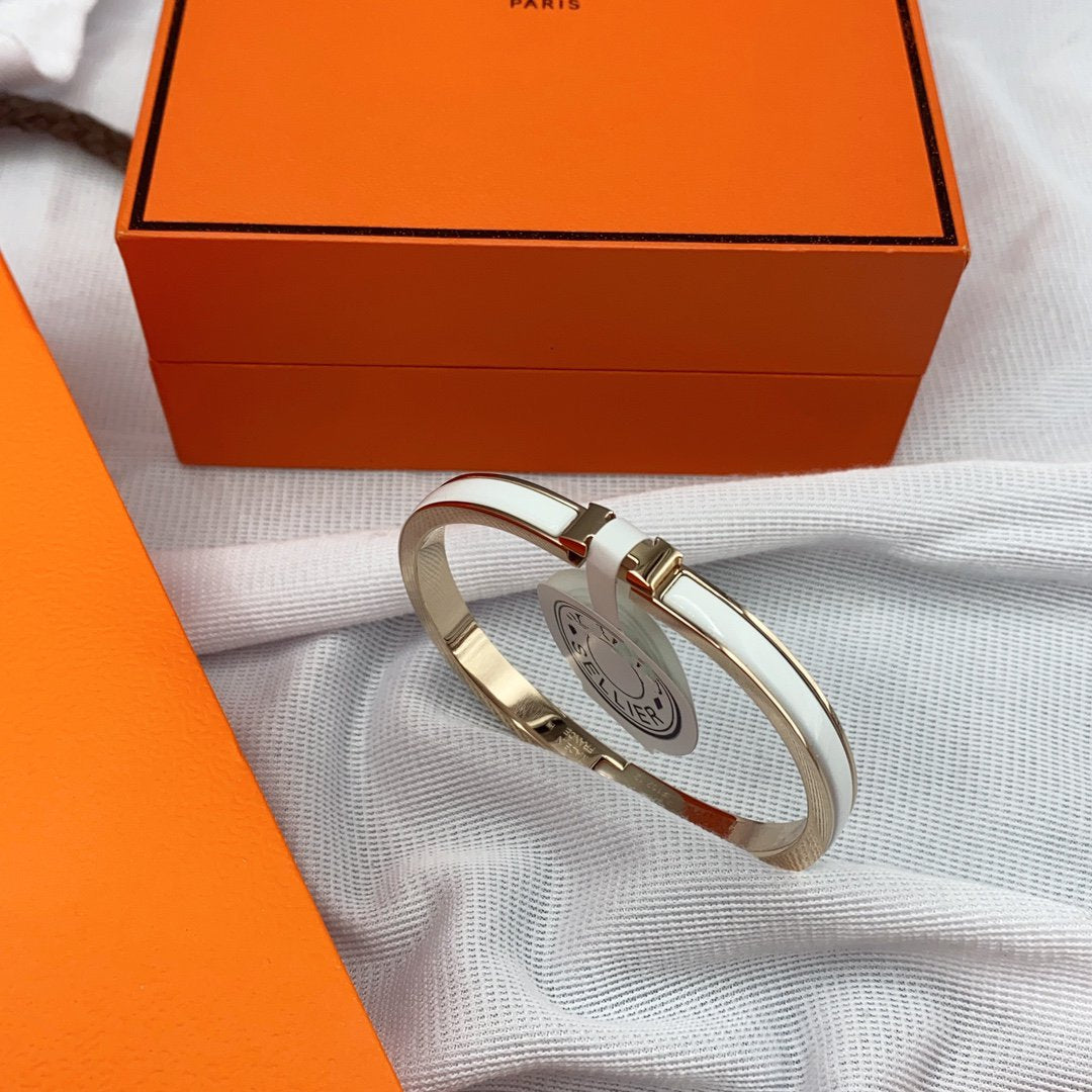 [Favorit]KLASSISCHES HM CLIC WEISSES 8MM EMAILLE ARMBAND