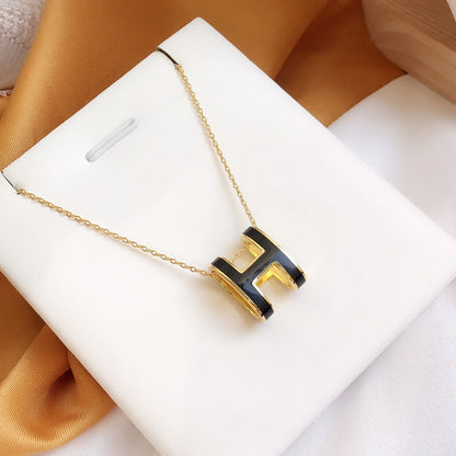[Favorite]HM CLIC BLACK ENAMEL GOLD NECKLACE