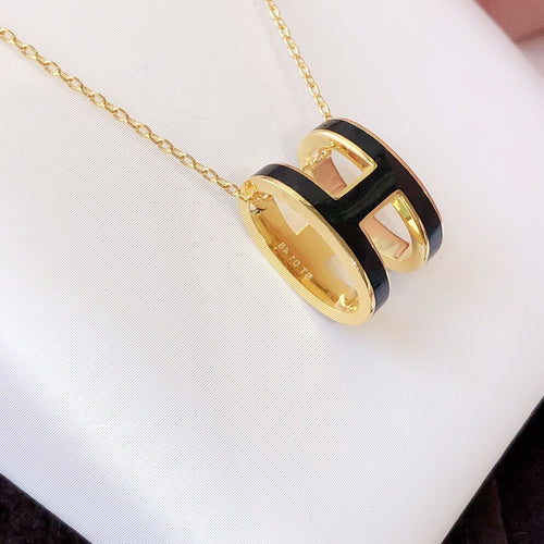 [Favorite]HM CLIC BLACK ENAMEL GOLD NECKLACE
