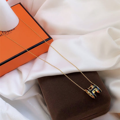 [Favorite]HM CLIC BLACK ENAMEL GOLD NECKLACE