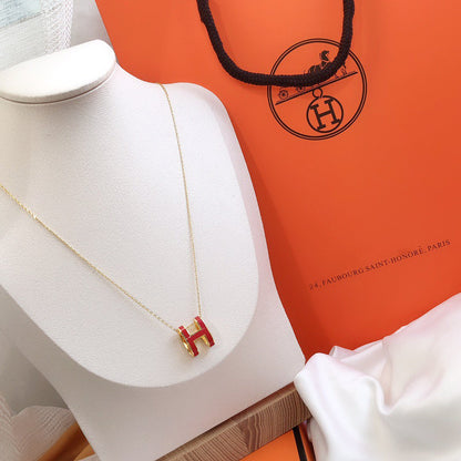 [Favorite]HM CLIC RED ENAMEL GOLD NECKLACE