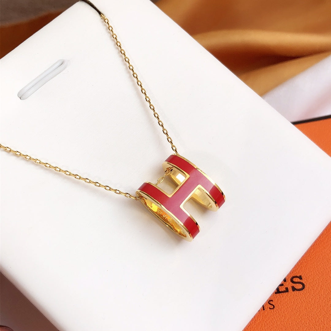[Favorite]HM CLIC RED ENAMEL GOLD NECKLACE
