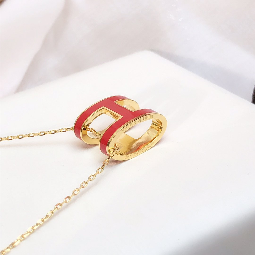 [Favorite]HM CLIC RED ENAMEL GOLD NECKLACE