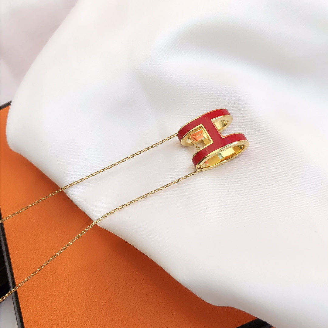 [Favorite]HM CLIC RED ENAMEL GOLD NECKLACE
