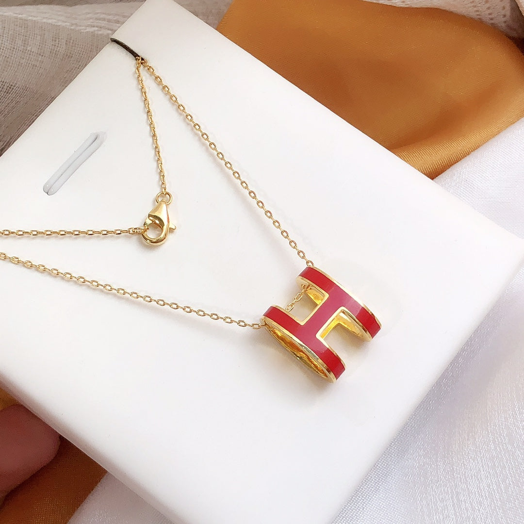 [Favorite]HM CLIC RED ENAMEL GOLD NECKLACE