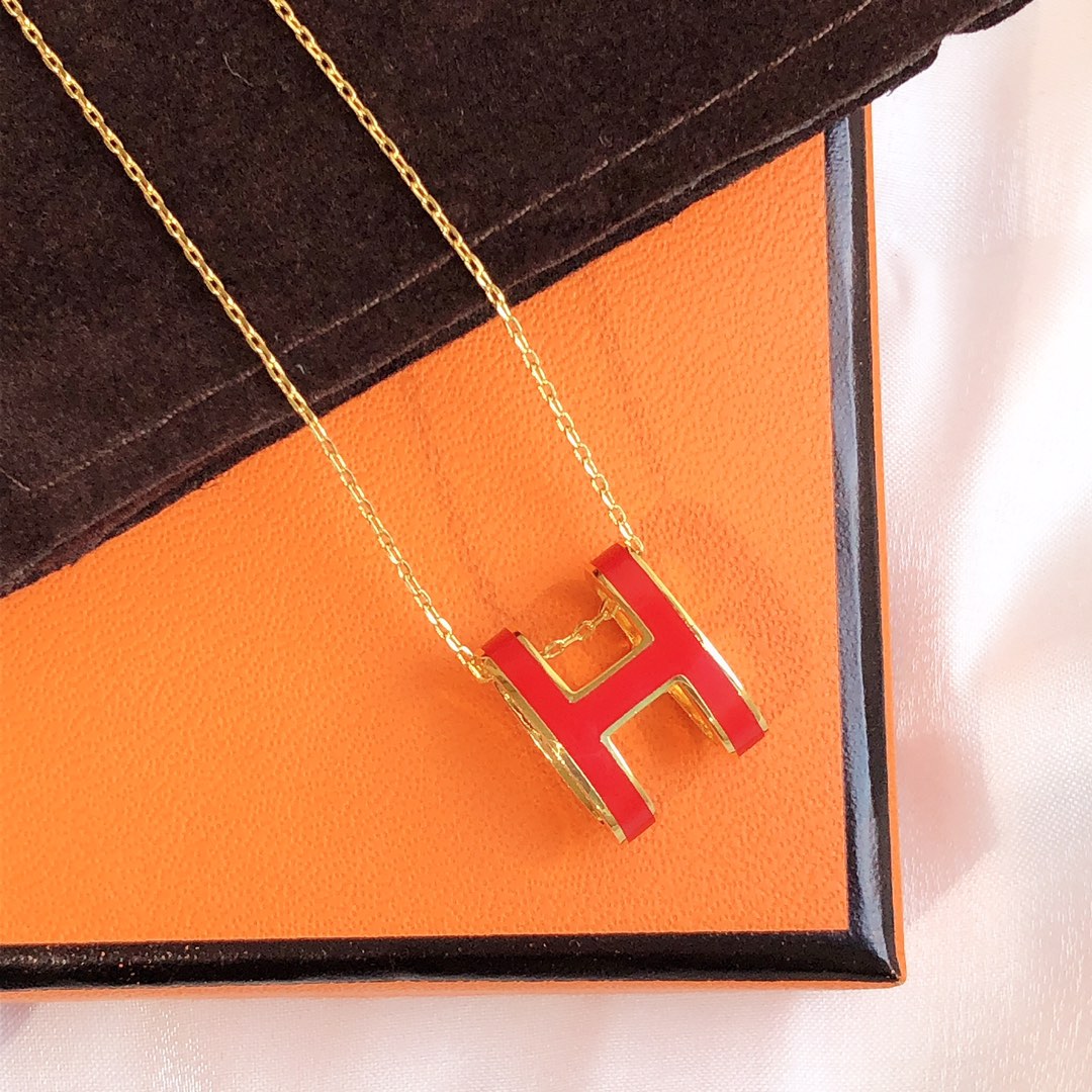 [Favorite]HM CLIC RED ENAMEL GOLD NECKLACE