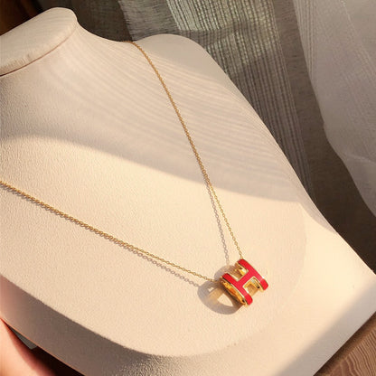 [Favorite]HM CLIC RED ENAMEL GOLD NECKLACE
