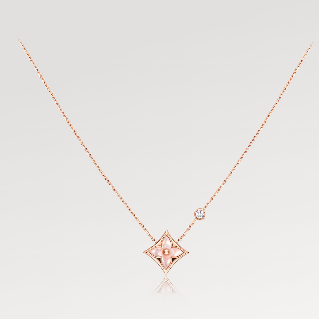 [Favorite]STAR PINK MOP 1 DIAMOND ROSE GOLD NECKLACE