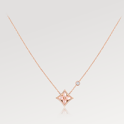 [Favorite]STAR PINK MOP 1 DIAMOND ROSE GOLD NECKLACE