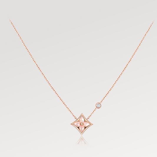 [Favorite]STAR PINK MOP 1 DIAMOND ROSE GOLD NECKLACE