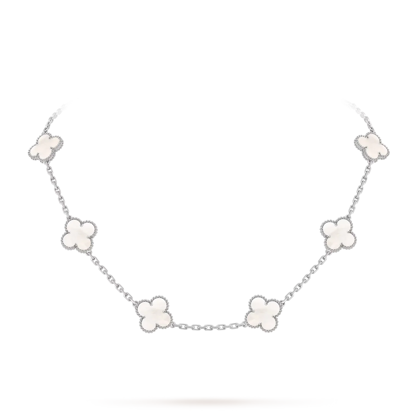 [Favorite]KLASSISCHE GLÜCKLICHE 10-MOTIV-KLEE-HALSKETTE WEISSGOLD-KOLLEKTION