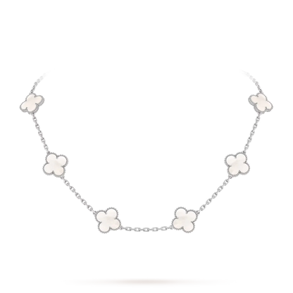 [Favorite]KLASSISCHE GLÜCKLICHE 10-MOTIV-KLEE-HALSKETTE WEISSGOLD-KOLLEKTION