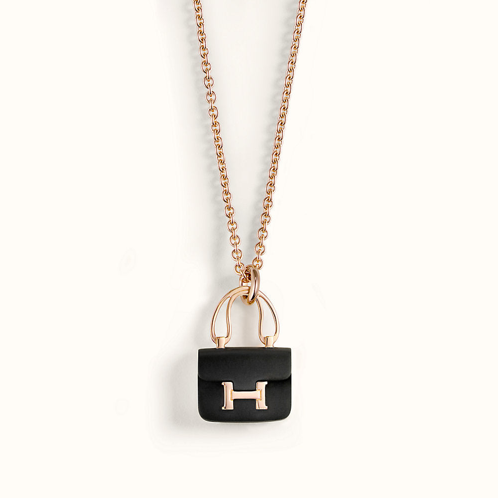 [Favorit]CONSTANCE SCHWARZ ANHÄNGER ROSÉGOLD HALSKETTE
