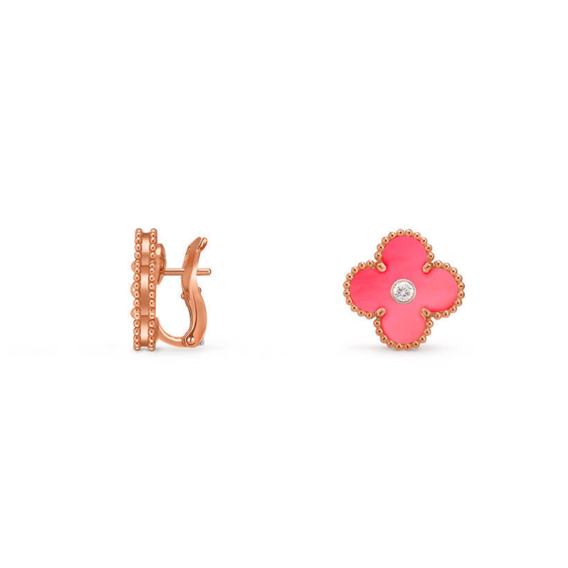 [Favorite]15MM クローバー フラワー スタッド ピアス ダイヤモンド ローズゴールド コレクション