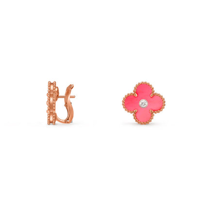 [Favorite]15MM クローバー フラワー スタッド ピアス ダイヤモンド ローズゴールド コレクション