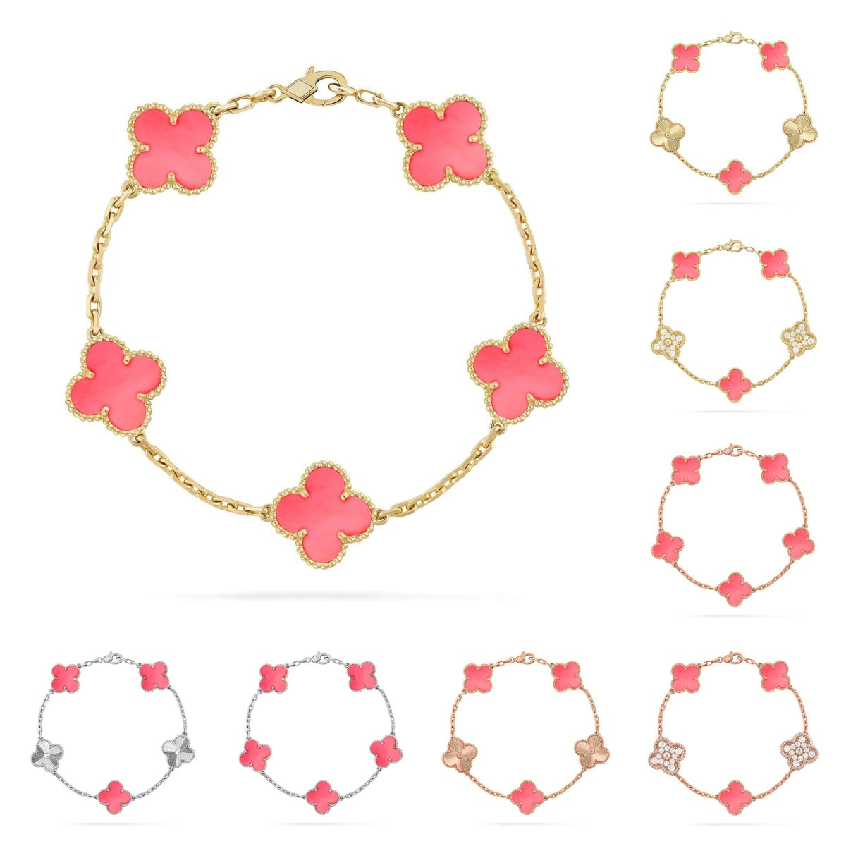 [Favorite]LUCKY CLOVER 5-MOTIF BRACELET - PINK MOTHER-OF-PEARL COLLECTION