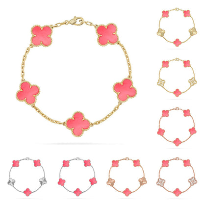 [Favorite]LUCKY CLOVER 5-MOTIF BRACELET - PINK MOTHER-OF-PEARL COLLECTION