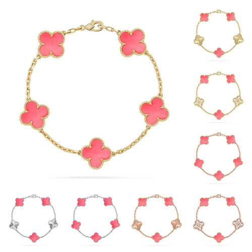 [Favorite]LUCKY CLOVER 5-MOTIF BRACELET - PINK MOTHER-OF-PEARL COLLECTION