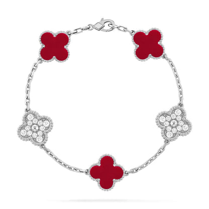 [Favorite]LUCKY CLOVER 5-MOTIF BRACELET - RED CARNELIAN COLLECTION