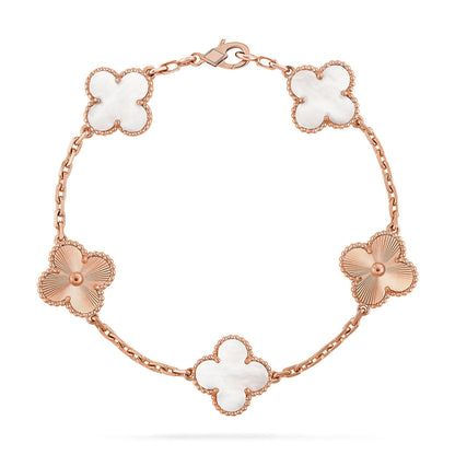 [Favorite]LUCKY CLOVER 5-MOTIF BRACELET - WHITE MOTHER-OF-PEARL COLLECTION