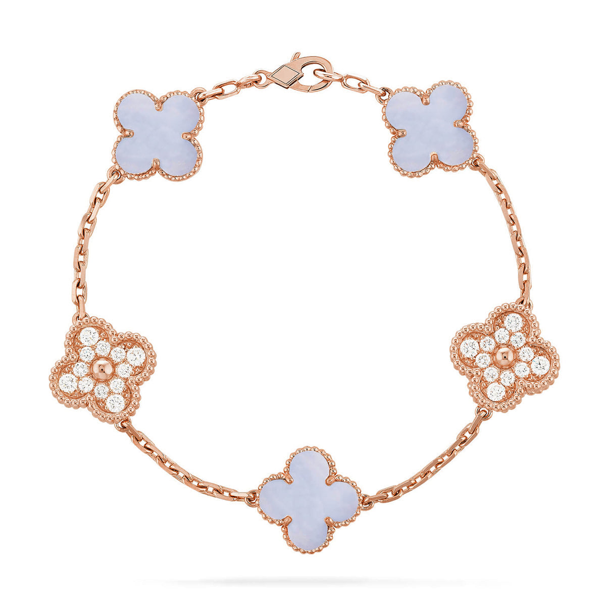 [Favorite]LUCKY CLOVER 5-MOTIF BRACELET - PURPLE CHALCEDONY COLLECTION
